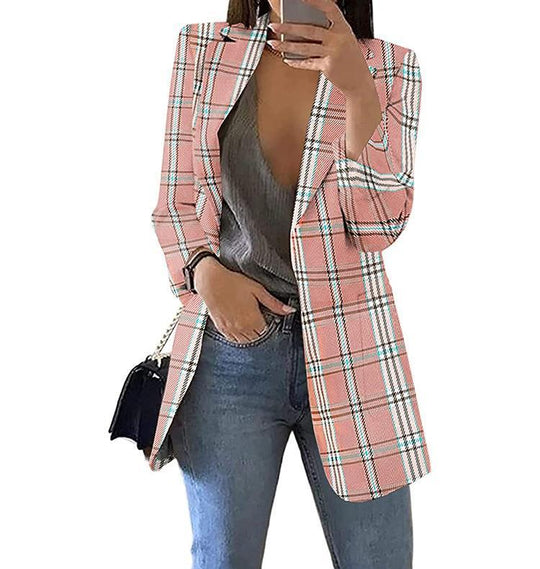 Damen Karierter Blazer mit modernem Schnitt und lässigen Details EB