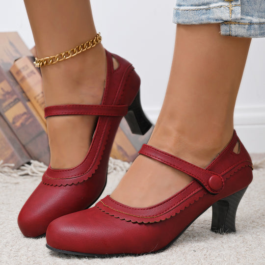 Damen elegante Mary Jane Pumps mit schicker Schnalle und komfortablem Absatz EB