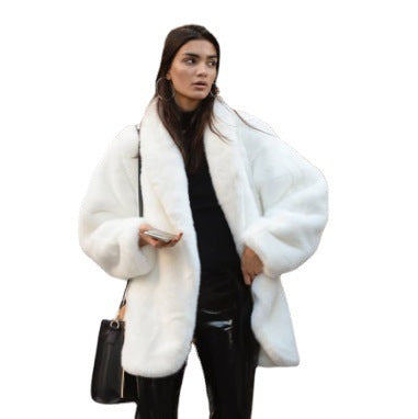 Damen Oversized Kunstpelzjacke mit voluminösen Ärmeln EB