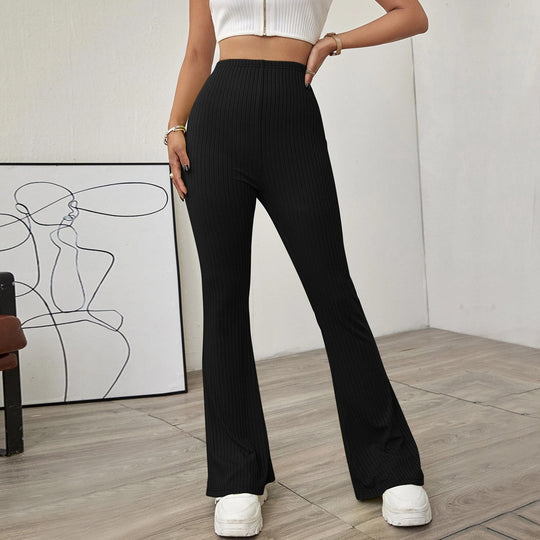 Damen hochtaillierte gerippte Schlaghose aus stretch‑Jersey Eichborn Berlin