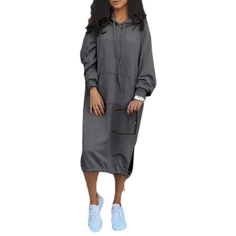 Damen Hoodie-Kleid mit lässiger Passform und praktischen Taschen EB
