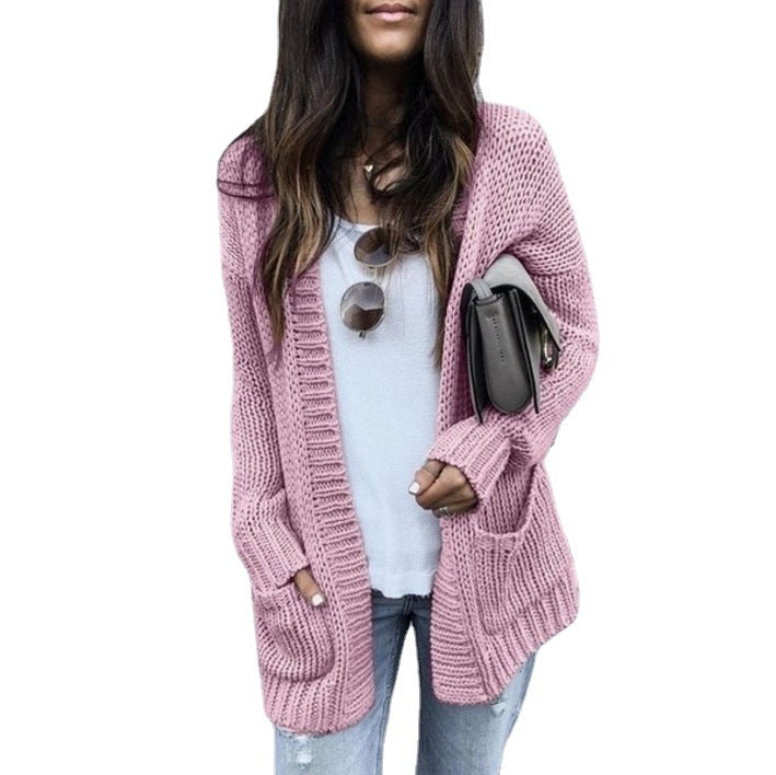 Damen Grobstrickjacke mit praktischen Taschen und lockerer Passform EB