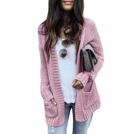 Damen Grobstrickjacke mit praktischen Taschen und lockerer Passform EB