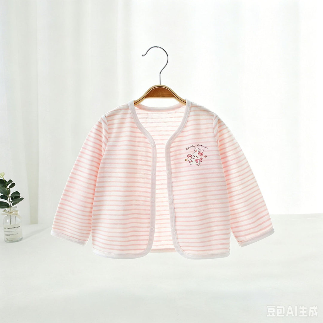 Unisex nan atmungsaktiver Baumwolle Baby Kimono Cardigan mit vorderen Druckknöpfen EB