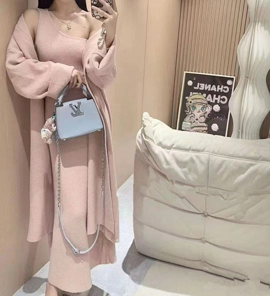 Damen Eleganter Strickmantel mit weitem Schnitt und praktischen Taschen EB