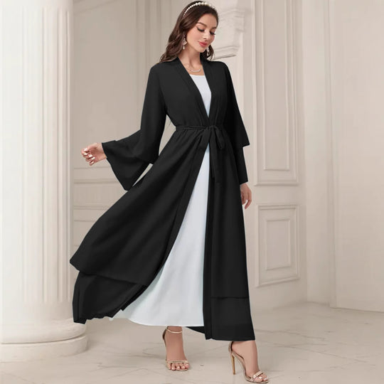 Damen Elegante lange Kimono-Jacke aus fließendem Stoff mit weitem Schnitt EB