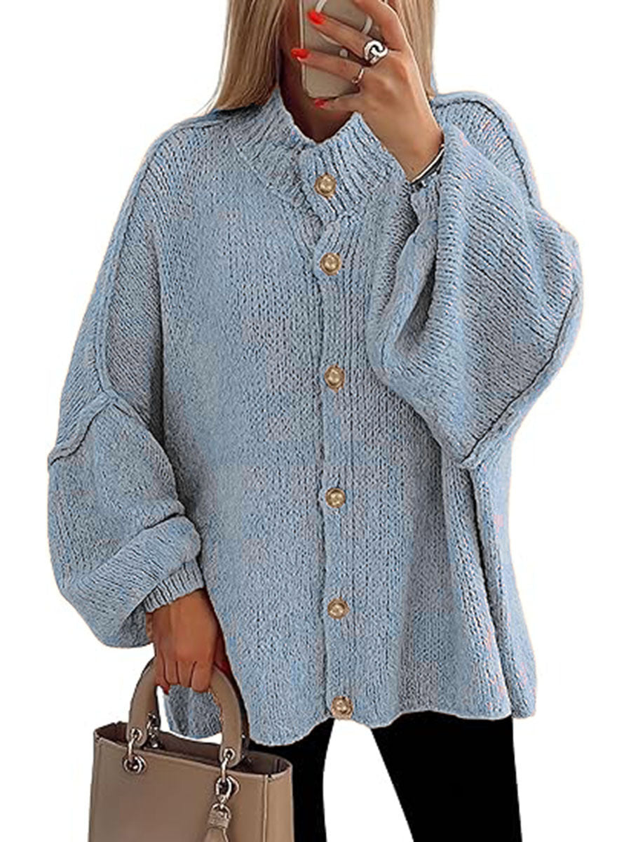 Damen oversized Strickjacke mit Knopfverschluss EB
