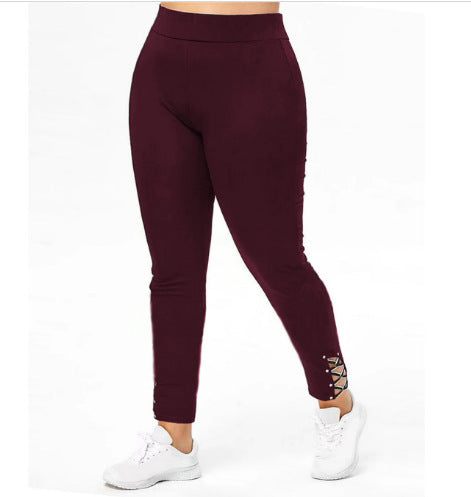 Damen Sportliche Leggings mit Schnürdetails EB