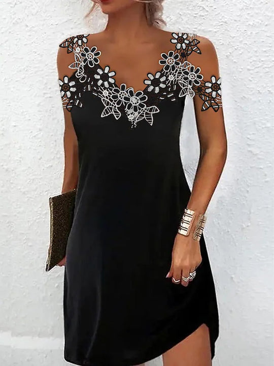 Damen Elegantes Kleid mit Spitzenbesatz EB