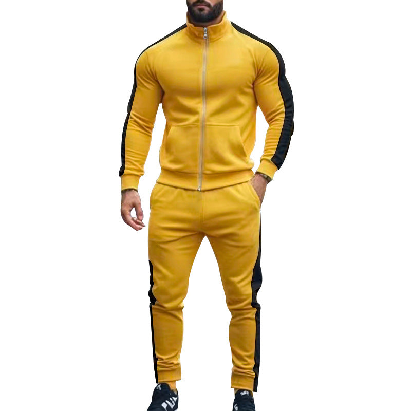 Herren nan zweiteiliges Jogginganzug-Set mit Stehkragen-Zipjacke und konisch zulaufender Jogginghose EB