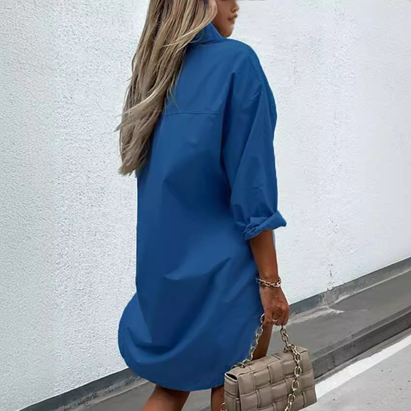Damen chemisierter Oversized-Hemdblusenkleid EB
