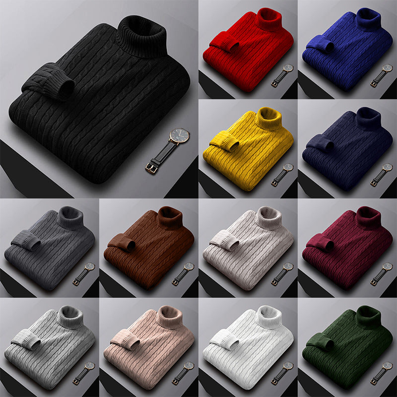 Herren nan grob gestrickter Rollkragenpullover mit Zopfmuster und wärmender Strickstruktur EB