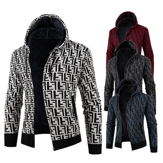 Herren Strickjacke mit modernem Zopfmuster und kuscheligem Innenfutter EB