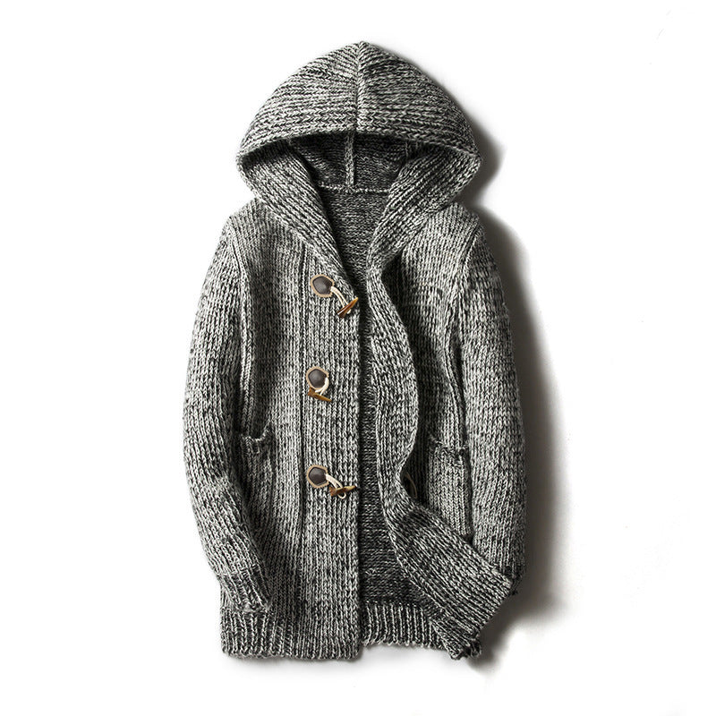 Damen Strickjacke mit Kapuze und großen Taschen EB