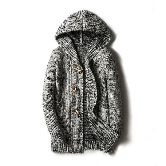 Damen Strickjacke mit Kapuze und großen Taschen EB