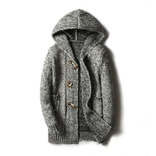 Damen Strickjacke mit Kapuze und großen Taschen EB