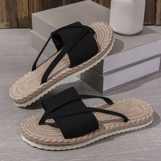 Damen Komfortable Zehentrenner-Sandalen mit geflochtenem Detail EB