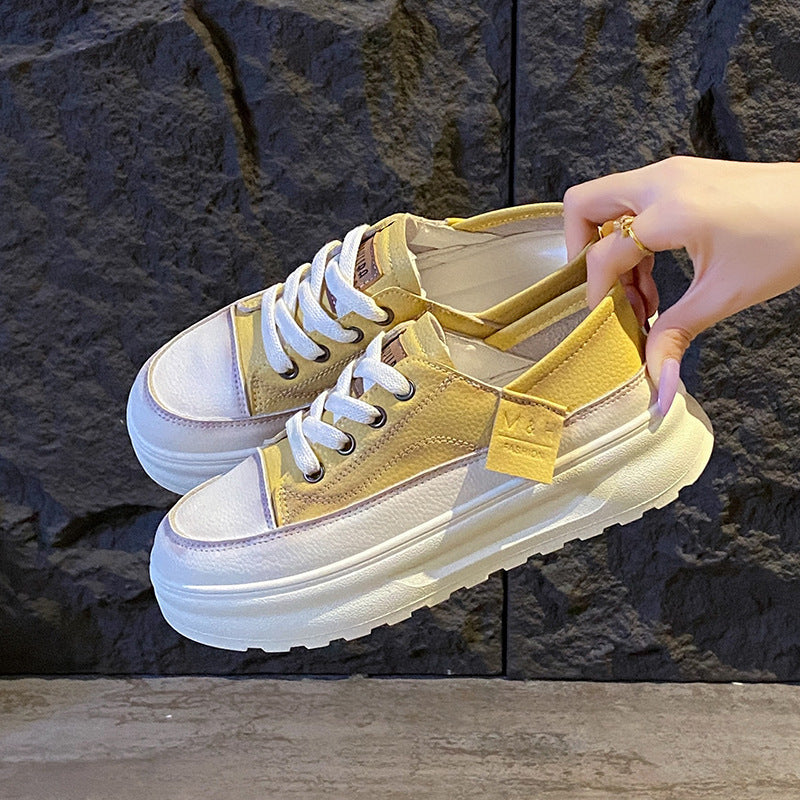 Damen Sportliche Retro Sneaker mit plattierter Sohle und atmungsaktivem Obermaterial EB