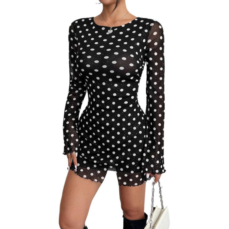 Damen Minikleid mit tiefem Rückenausschnitt und voluminösen Ärmeln EB