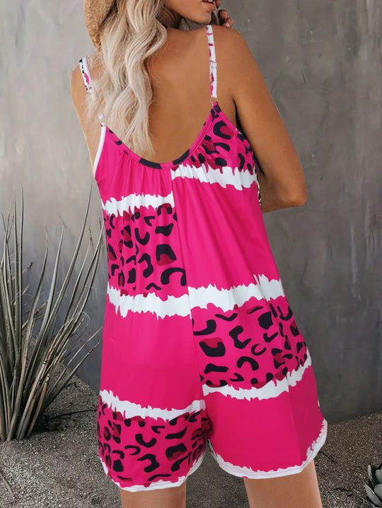Damen luftiger Overall mit Spaghettiträgern und modischem Tierdesign EB