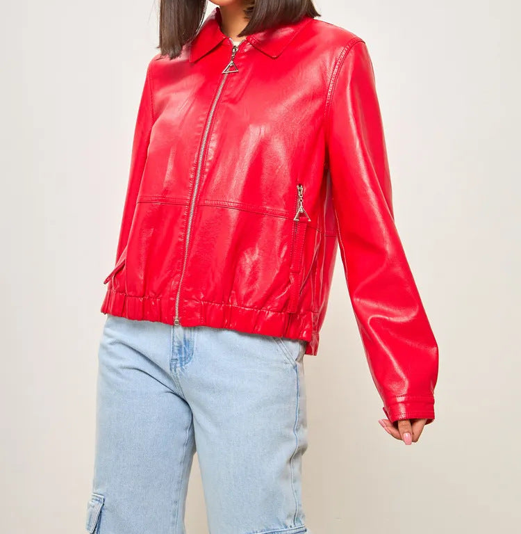 Damen modische Bomberjacke aus veganem EB