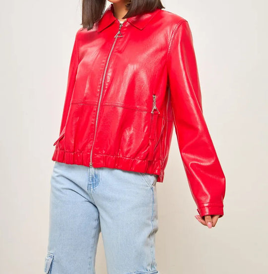 Damen modische Bomberjacke aus veganem EB
