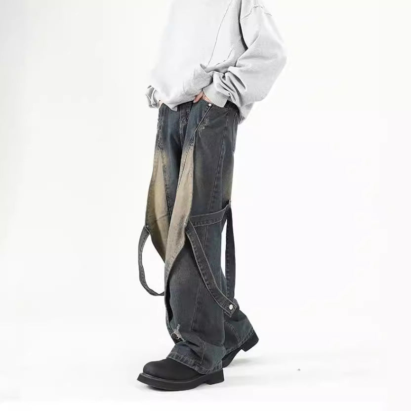 Damen Weit geschnittene Jeans mit abnehmbaren Seitenteilen EB