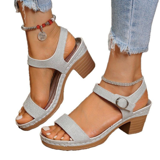 Damen elegante Keil-Sandalen mit funkelnden Akzenten EB