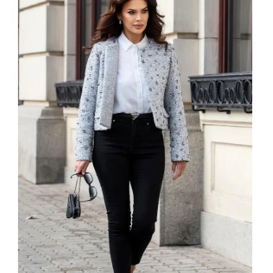 Damen elegante Jacke mit strukturiertem Design EB