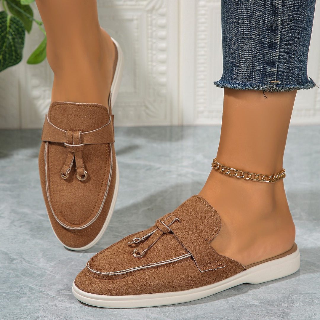 Damen Bequeme Slip-On Mokassins mit eleganter Schnallen-Applikation EB
