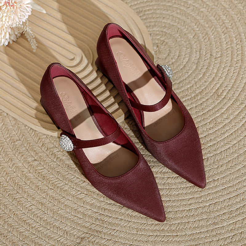 Damen elegante Ballerinas mit modischem Strassdetail EB