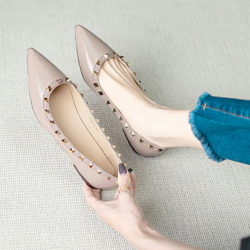 Damen Elegante Ballerinas mit modischen Nietenverzierungen EB
