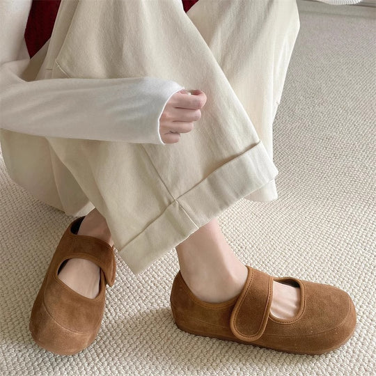 Damen bequeme Slipper mit praktischem Klettverschluss und weicher Sohle EB