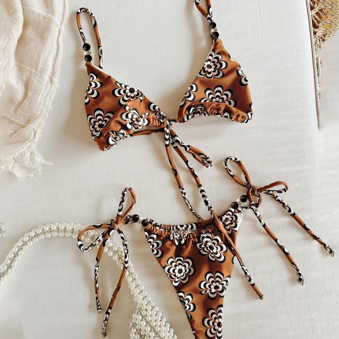 Damen Triangel-Bikini mit verspielten Bindebändern EB