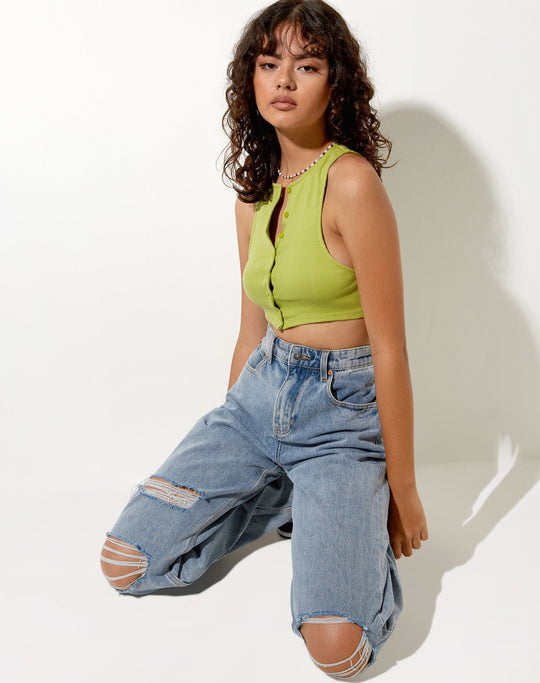 Damen Cropped Top mit Knopfdetails und sportlichem Schnitt EB