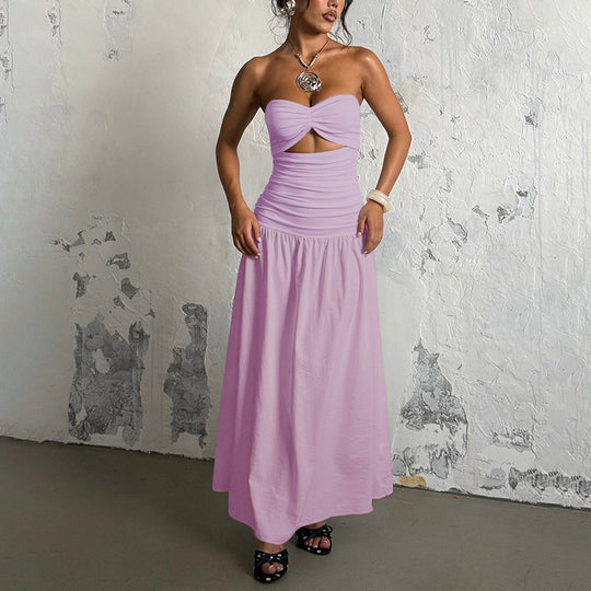 Damen Maxikleid mit schicker Schnittführung und raffiniertem Bauch-Detail EB