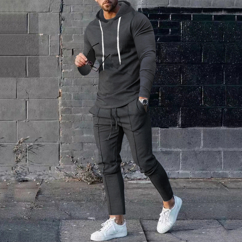 Herren nan zweiteiliges Kapuzen-Lounge-Set mit schmal geschnittenem Kapuzenpullover und tapered Jogginghose EB