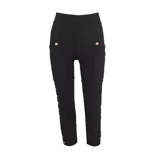 Damen Sportliche Freizeithose mit praktischen Cargo-Taschen und Knopfdetails EB