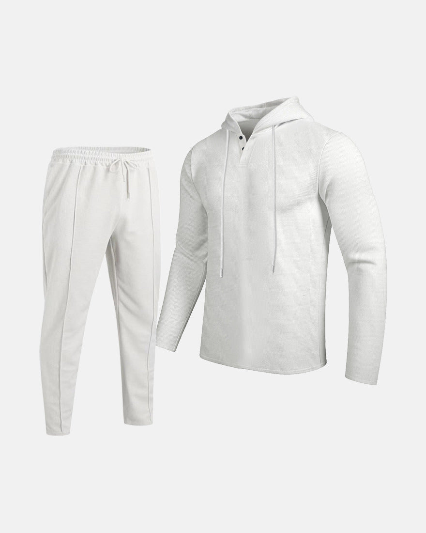 Herren Sportliches Zweiteiler Set mit atmungsaktivem Kapuzenoberteil und schlanker Jogginghose EB