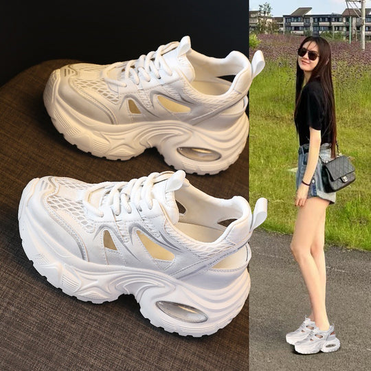 Damen Komfortable Chunky Sneakers mit atmungsaktiven Netzdetails EB