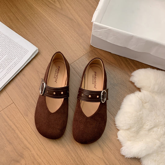 Damen Ballerinas mit dekorativem Riemen und komfortablem Fußbett EB