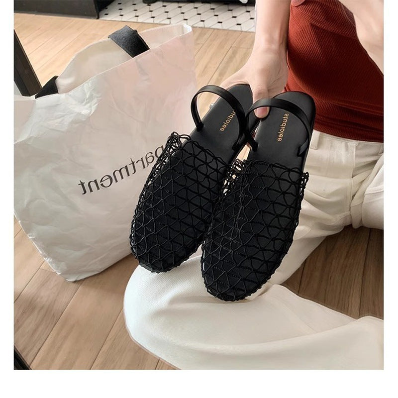 Damen offene Mules mit netzartigem Design und komfortablem Fußbett EB