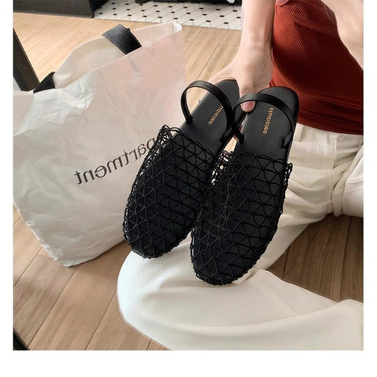 Damen offene Mules mit netzartigem Design und komfortablem Fußbett EB