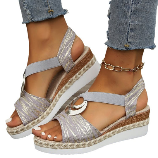 Damen elegante Hochsommer-Pantoletten mit glänzendem Akzent EB