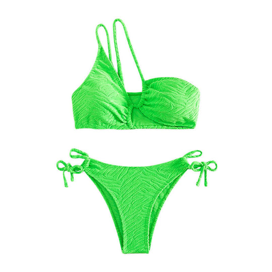 Damen Triangel-Bikini mit raffinierten Rüschen und asymmetrischem Träger EB