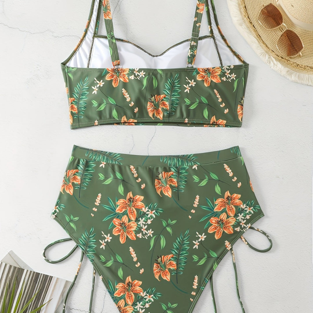 Damen Hochgeschnittener Bikini mit Raffung EB
