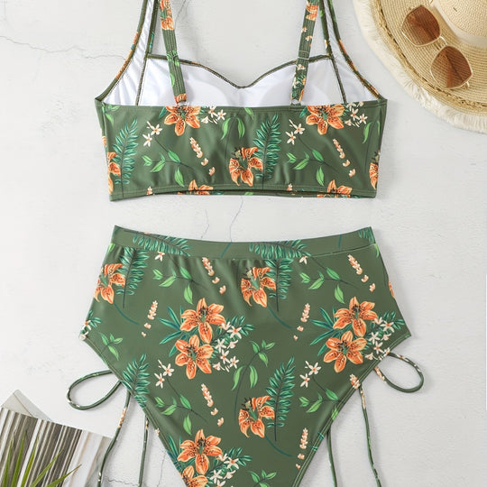 Damen Hochgeschnittener Bikini mit Raffung EB