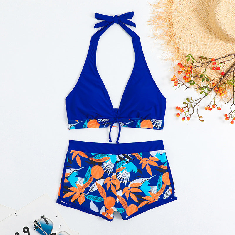 Damen Bikini-Set mit floralem Muster und herausnehmbarem Push-Up-BH EB