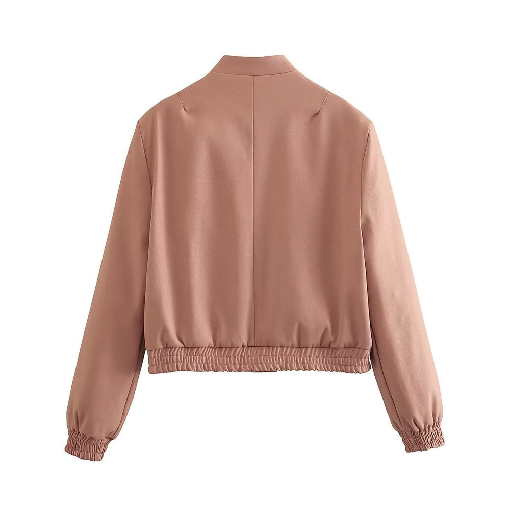 Damen elegante Sweatjacke mit praktischen Taschen und modernem Stehkragen EB