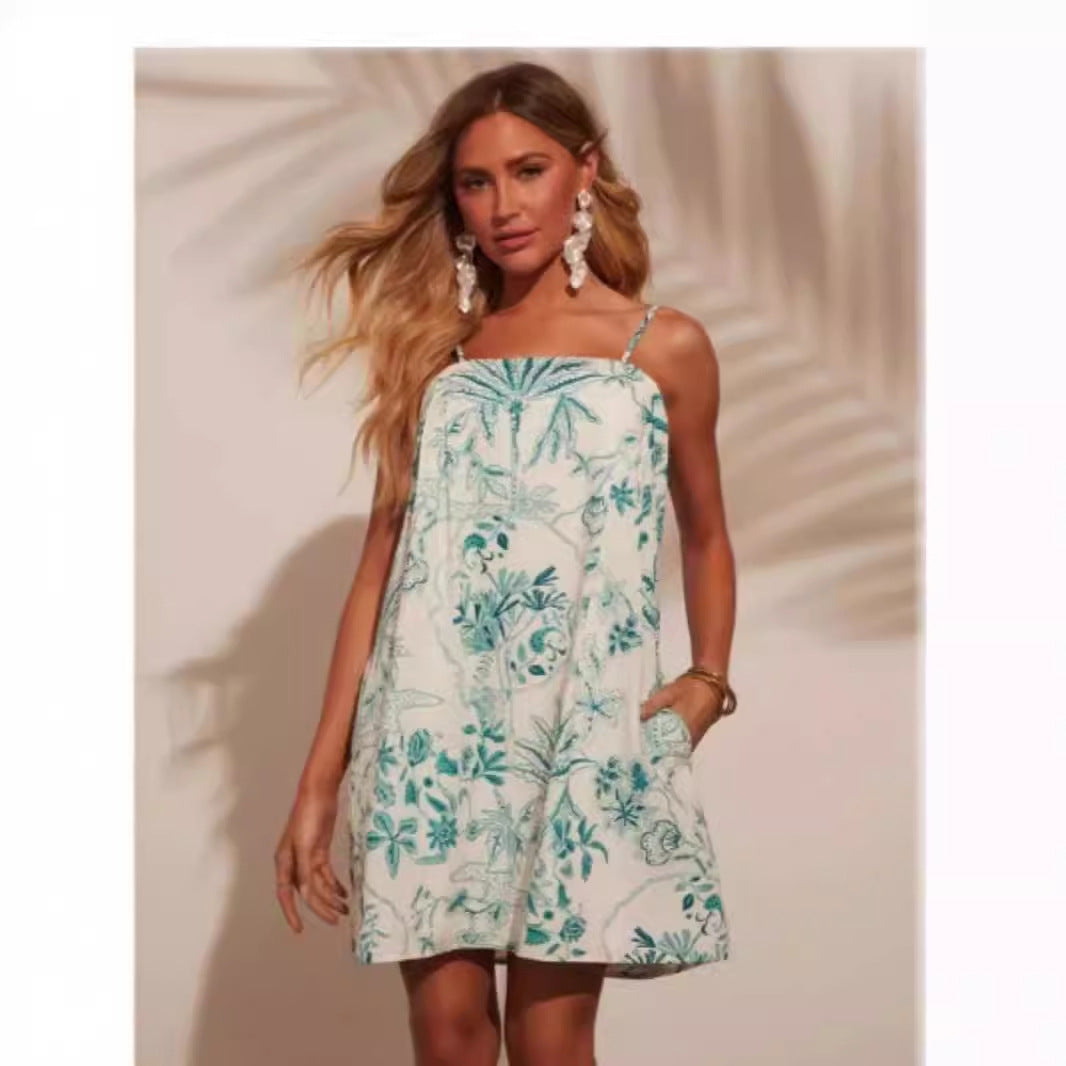 Damen Sommerkleid mit verführerischem floralem Design und praktischen Taschen EB
